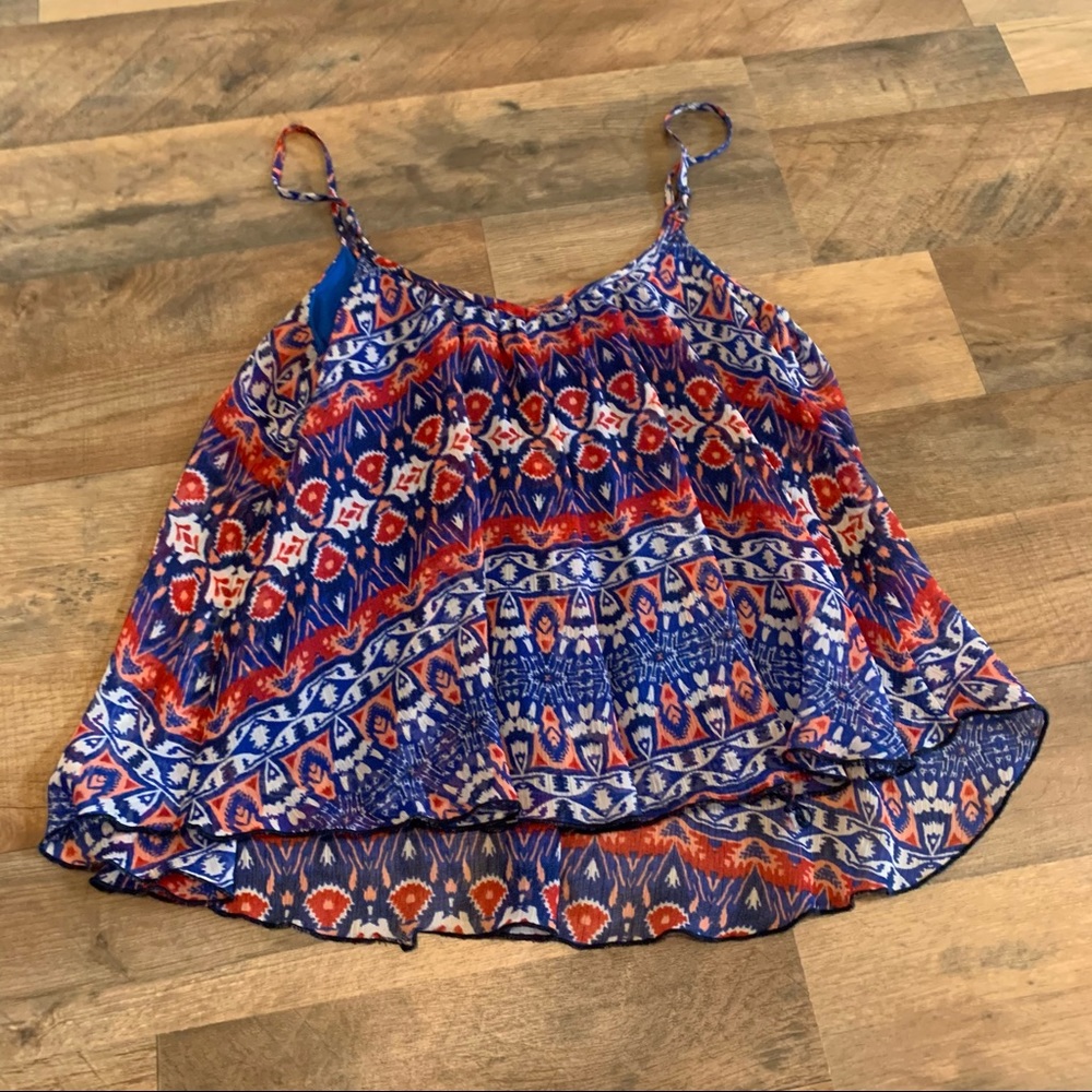 Express Aztec Tribal Pattern Flounce Summer Cami - image 5